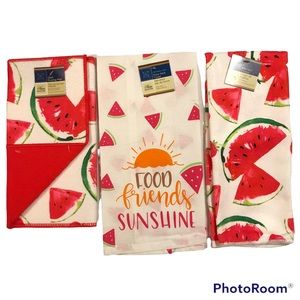 Set Of 3 Watermelon/Strawberries Dish Drying Mat KitchenTowel Flour Sack…